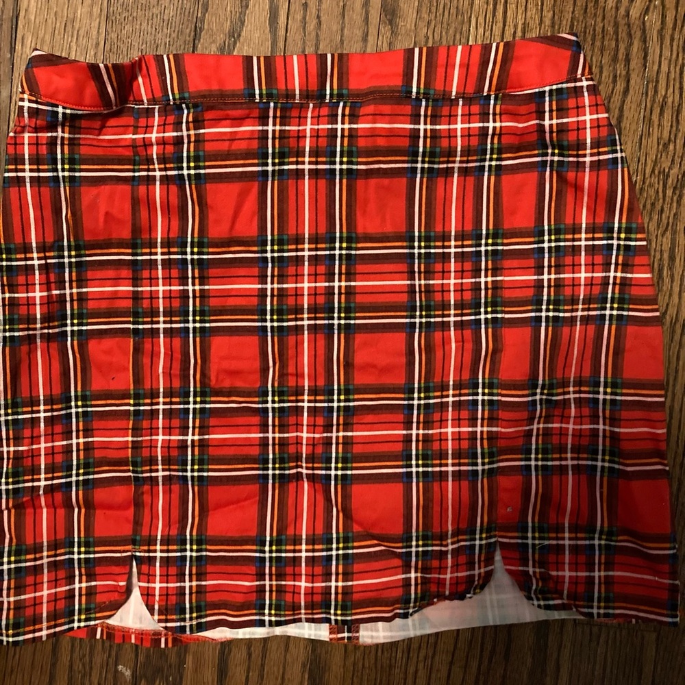 H&M Christmas Red Plaid Mini Skirt US Size 6